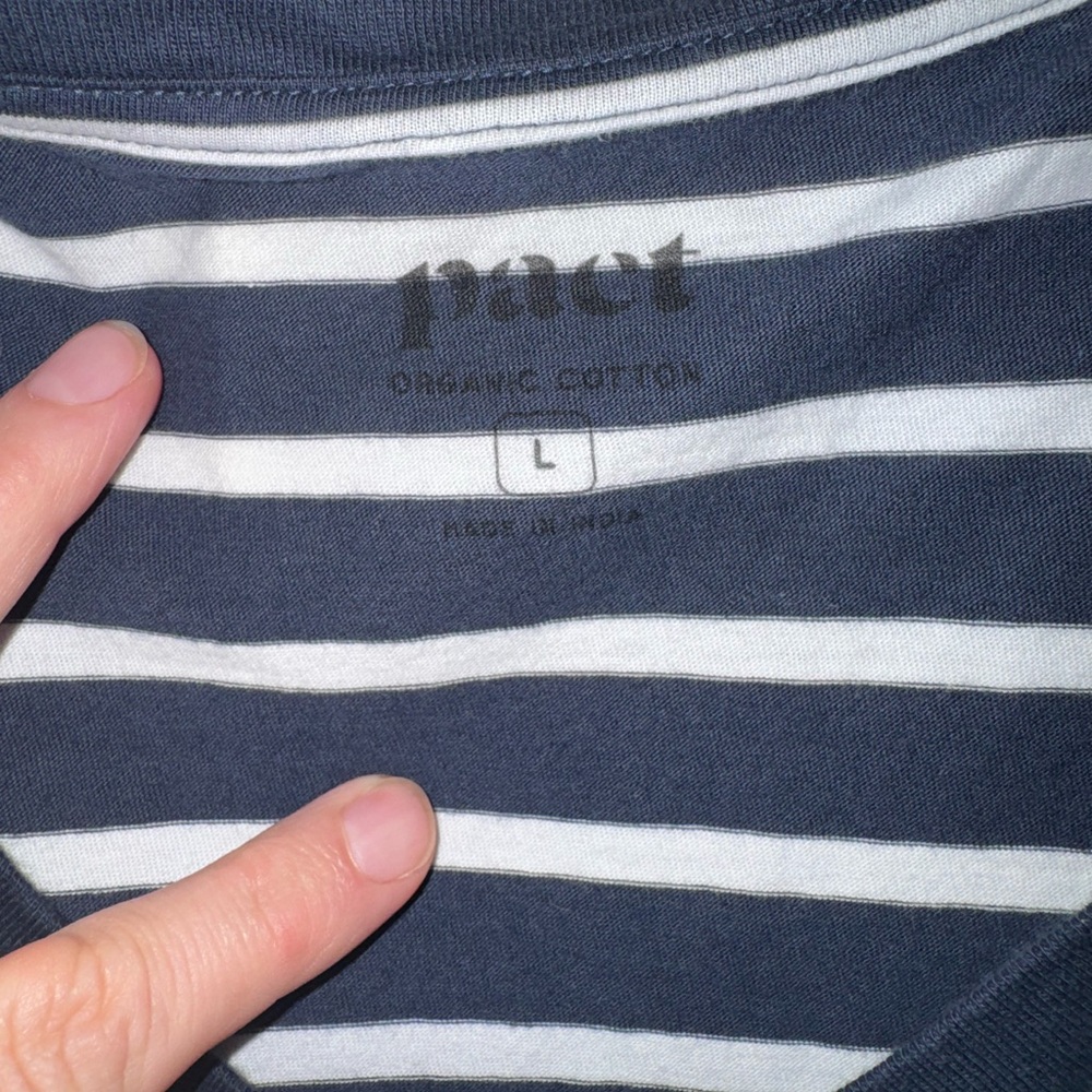 Pact Lg Stripe Navy White Stripe Softspun Dress Washed Once Never Worn - Picture 3 of 4
